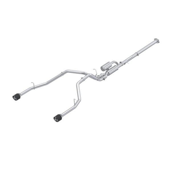 ARMOR PRO Streel Profile Dual Rear Exit Carbon Fiber Tips Stainless-Steel 3" - 2-1/2" Cat-Back Exhaust for 2025 RAM 1500 3.0L Hurricane S51563CF By MBRP