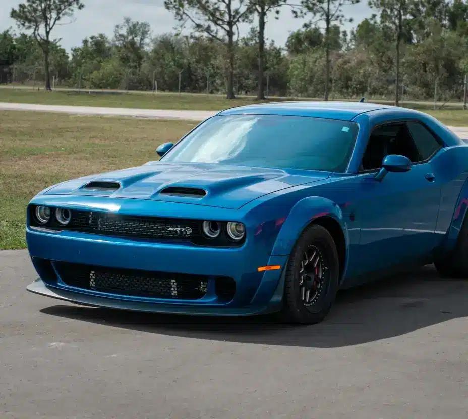 Blue Dodge Challenger SRT.
