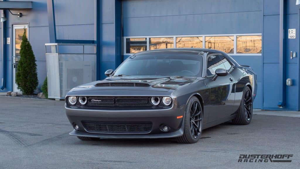 T/A Grey Challenger in front of dusterhoff racing shop